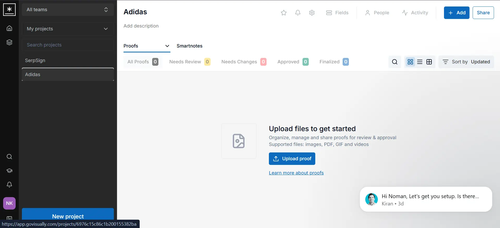 GoVisually proof links not working
