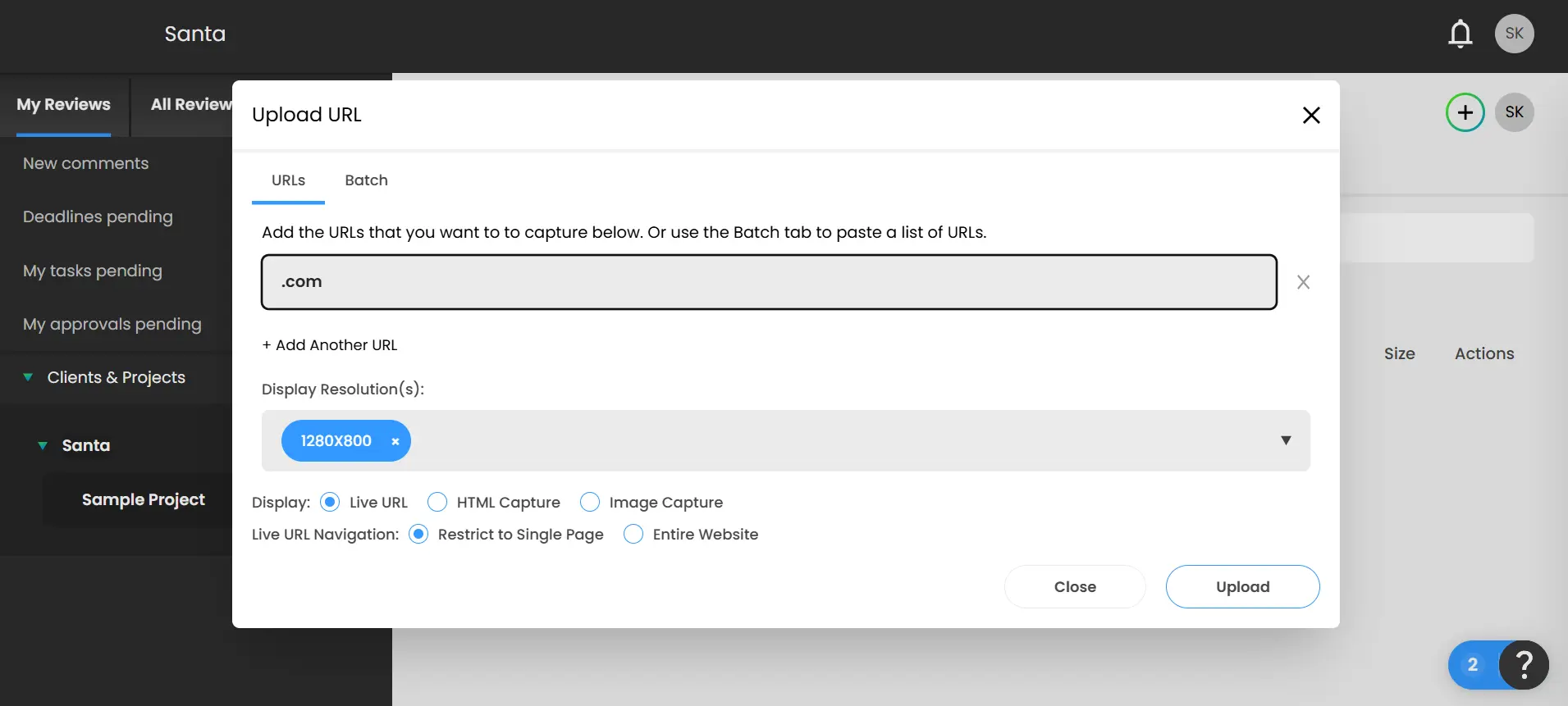 reviewstudio live website viewing options