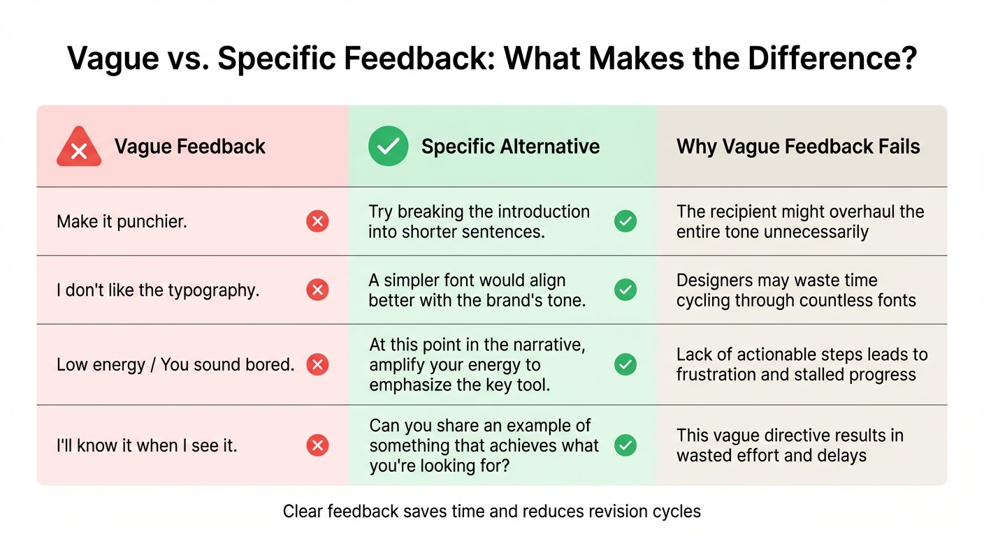 Vague vs Specific Client Feedback Examples