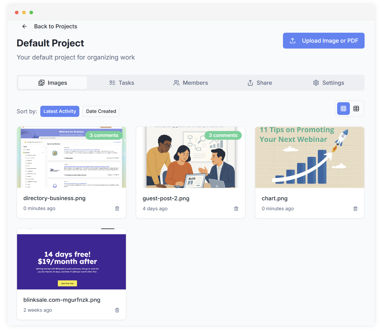Project Management Screenshot