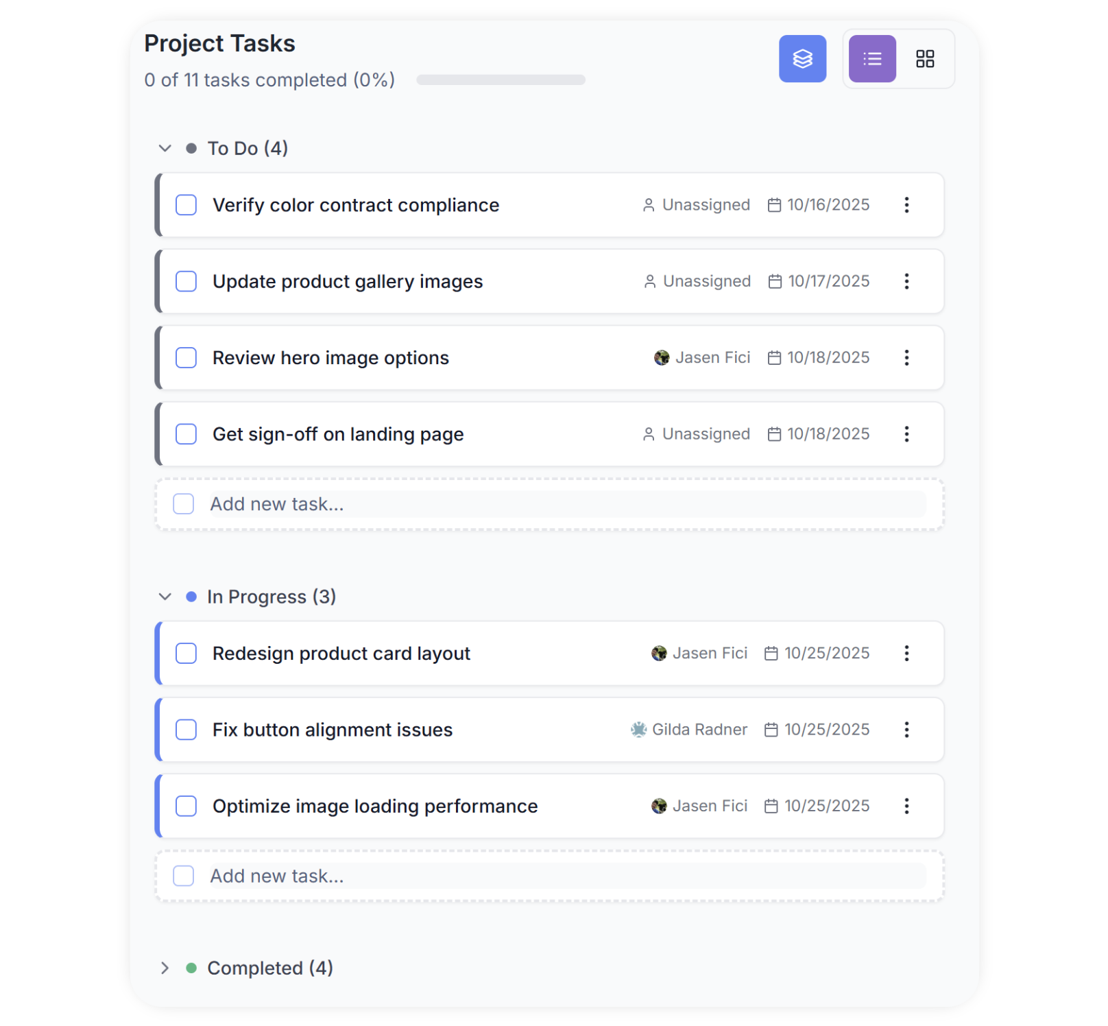 Task Management Screenshot